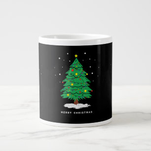 Caneca De Café Grande Luzes de árvore de Natal alegre do Papai Noel retr