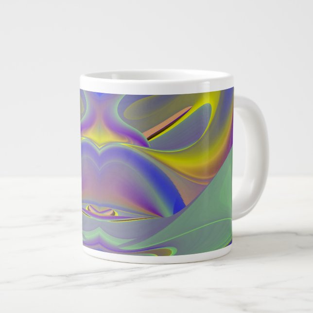 Caneca De Café Grande Má Face, Abstrato 3D Arte Arco Arco-Íris (Frente Esquerda)