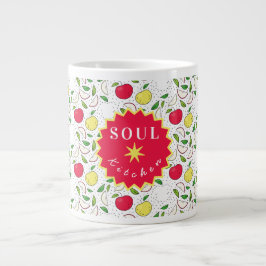 Caneca De Café Grande Maçã Vermelho Amarelo Verde Fruta Arte Gráfica Mod