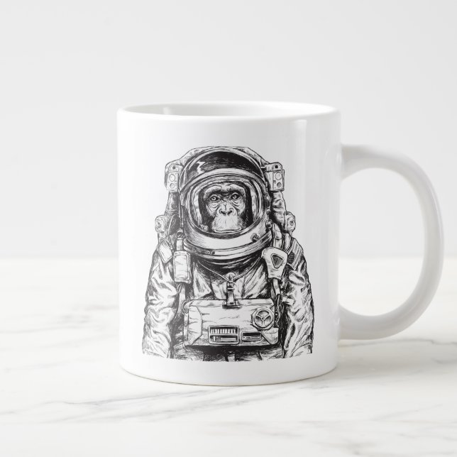 Caneca De Café Grande Macaco Astronauta (Direita)