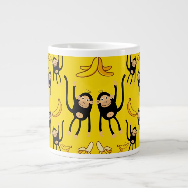 Caneca De Café Grande Macaco Cinto E Impressão De Banana (Frente)