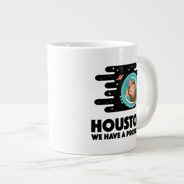 Caneca De Café Grande Macaco do Espaço (Frente Esquerda)