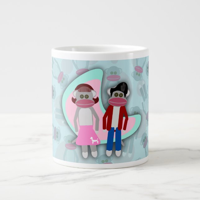 Caneca De Café Grande Macacos anos 50 Sock Salto Sock (Frente)