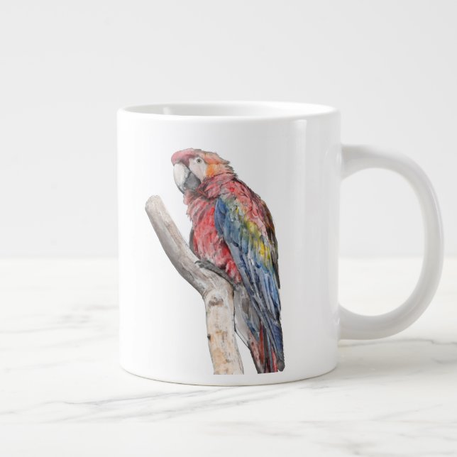 Caneca De Café Grande Macaw Parrot Watercolor (Direita)