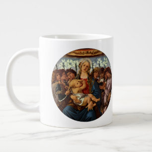 Caneca De Café Grande Madona e Menino com Oito Anjos por Botticelli