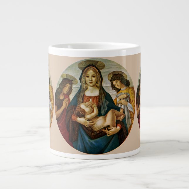 Caneca De Café Grande Madonna e Criança de Botticelli (Frente)