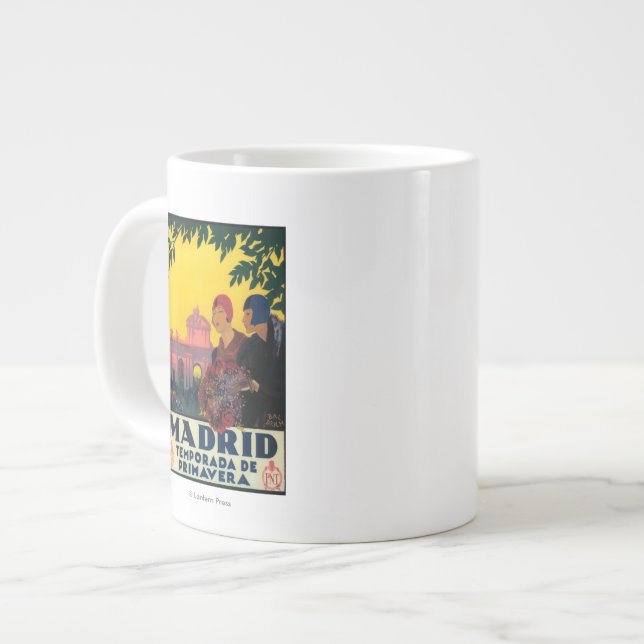 Caneca De Café Grande Madrid no Poster Viagem de Springtime (Frente Esquerda)