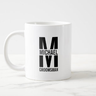 Caneca De Café Grande Madrinha Personalizada de Noivos com Monograma e N