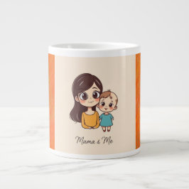 Caneca De Café Grande Mãe Adorável e Dama de Bebê