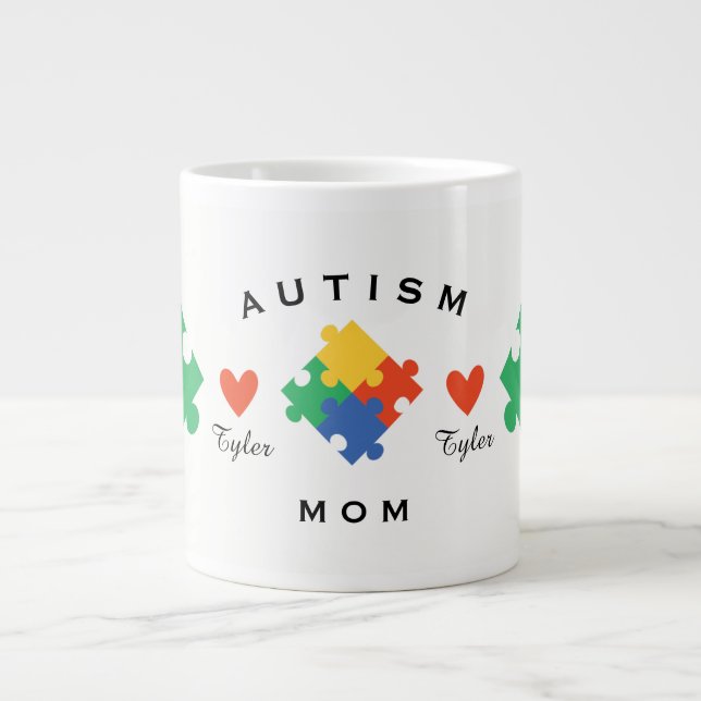 Caneca De Café Grande Mãe de Autista Personalizada (Frente)