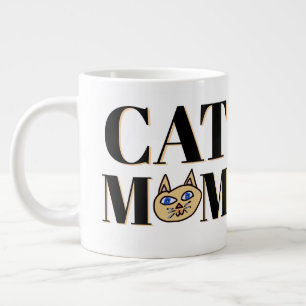 Caneca De Café Grande Mãe de Gato Rosto de Gato Nome Personalizado