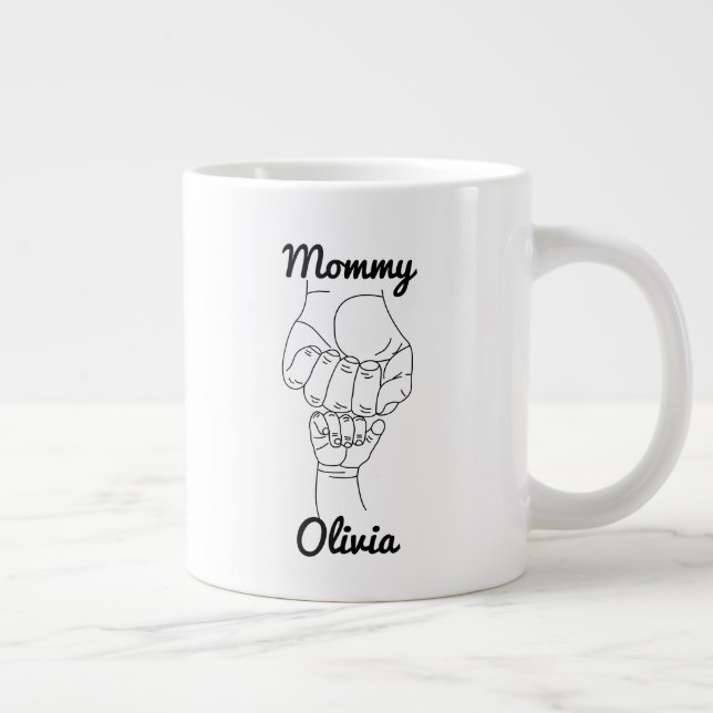 Caneca De Café Grande Mãe Mamãe Personalizada Presente com Nome de Crian (Direita)