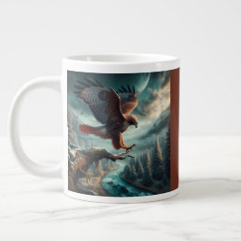 Caneca De Café Grande Maiestoso Falcão de Altura Vermelha Soar
