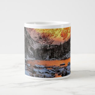 Caneca De Café Grande Majestosa Paisagem de Inverno do Pôr do Sol na Mon