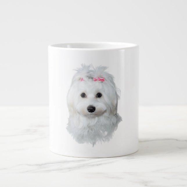 Caneca De Café Grande Maltês de Elegance Fluffy Beauty (Frente)
