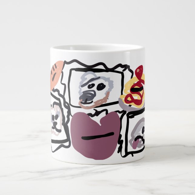 Caneca De Café Grande Maltese hearts  (Frente)