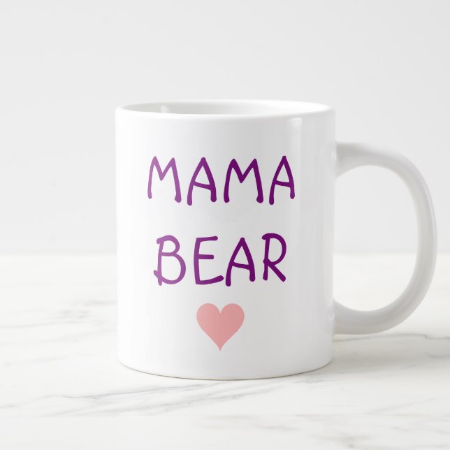 Caneca De Café Grande Mama Bear Coração Rosa Mug (Direita)