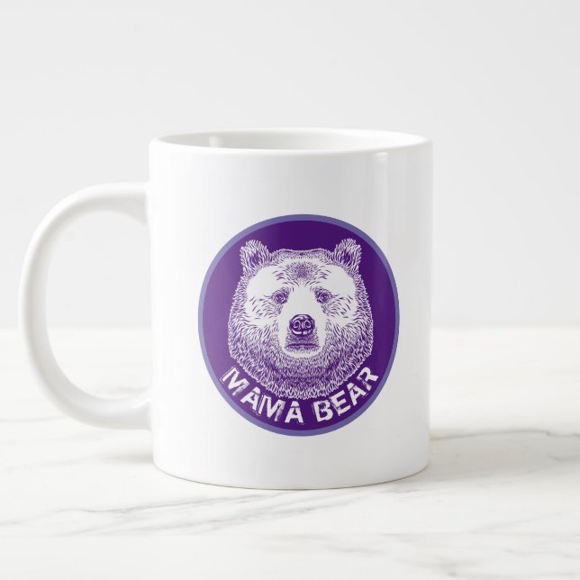 Caneca De Café Grande Mama Urso, Ilustração Desenhada À Mão (Esquerda)