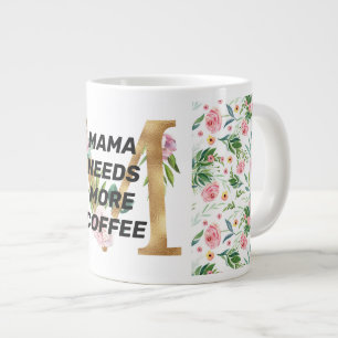 Caneca De Café Grande Mamãe precisa de mais café Padrão floral e monogra