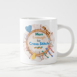 Caneca De Café Grande Man Enough to Cross Stitch