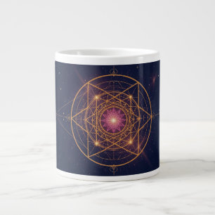 Caneca De Café Grande Mandala Luminoso de Harmonia Dourada