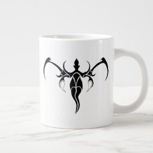 Caneca De Café Grande Mandalá Tribal Ornado Preto e Branco de Elefante