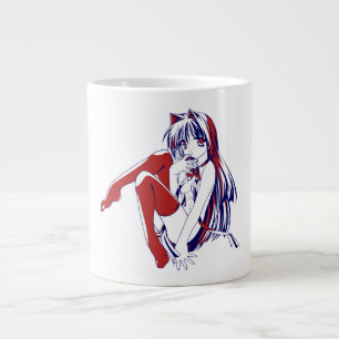 Caneca De Café Grande Mangá Americano Neko Garota-Gato Kawaii Anime