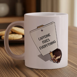 Caneca De Café Grande Manifestante Engraçado Com Cartoon De Placard Hedg