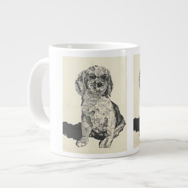 Caneca De Café Grande Mans Best Friker Spaniel (Frente Esquerda)
