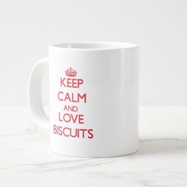 Caneca De Café Grande Mantenha a calma e ame os biscoitos (Frente Esquerda)