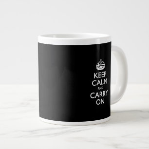 Caneca De Café Grande MANTENHA A CALMA E CARREGUE EM preto sólido