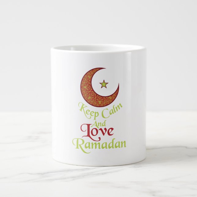 Caneca De Café Grande Mantenha a calma e o amor do Ramadã (Frente)