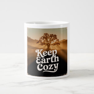 Caneca De Café Grande Mantenha a Terra Aconchegante Árvore Vida Vintage 