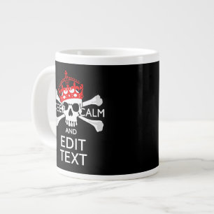 Caneca De Café Grande Mantenha o seu texto calmo, Crossbones Crânio em 