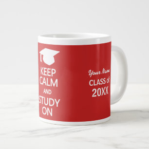 Caneca De Café Grande Manter Calmo e Estudo em canetas coloridas persona