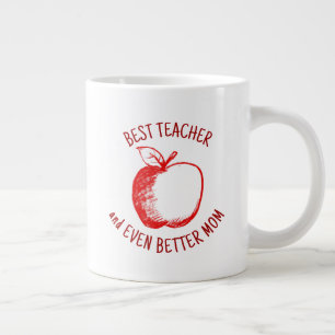Caneca De Café Grande Mão De Maçã Desenhada Melhor Professora Mãe