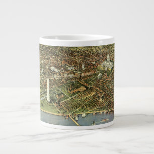 Caneca De Café Grande Mapa Antigo com Vista Panorâmica de Washington DC