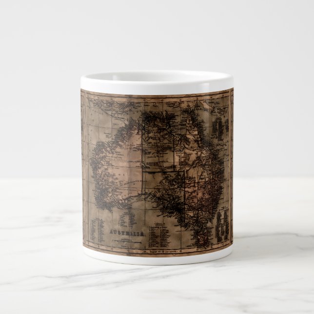 Caneca De Café Grande Mapa Antigo da Austrália (Frente)