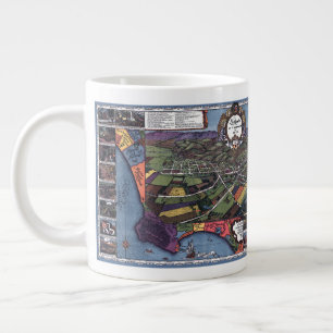 Caneca De Café Grande Mapa Antigo de Los Angeles, Califórnia, Vista Aére