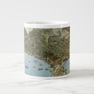 Caneca De Café Grande Mapa Antigo Vista Aérea Cidade de Seattle Washingt