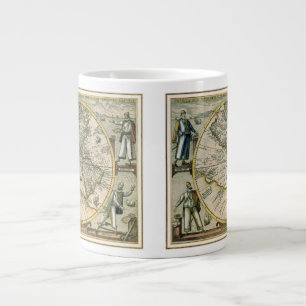 Caneca De Café Grande Mapa Antiquado, 1596, America Sive Novus Orbis
