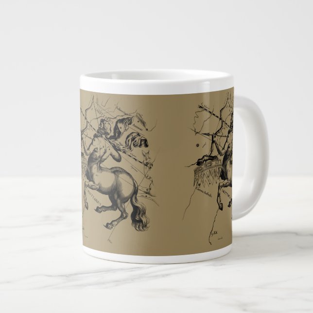 Caneca De Café Grande Mapa da Constelação Sagitariana Engrenando Heveliu (Frente Esquerda)