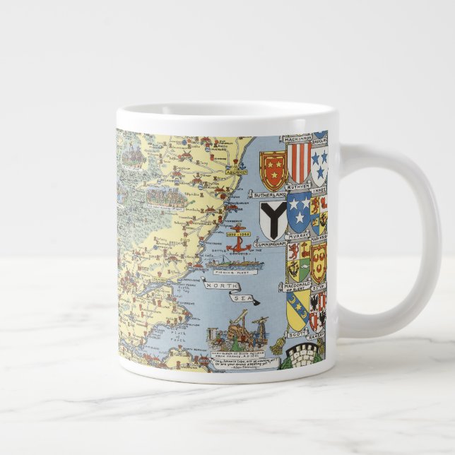 Caneca De Café Grande Mapa da Escócia Histórica (Direita)