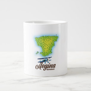 Caneca De Café Grande Mapa da ilha de Grécias da Aegina