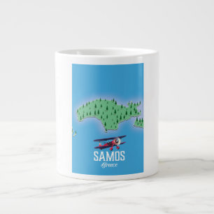 Caneca De Café Grande Mapa da ilha grega de Samos