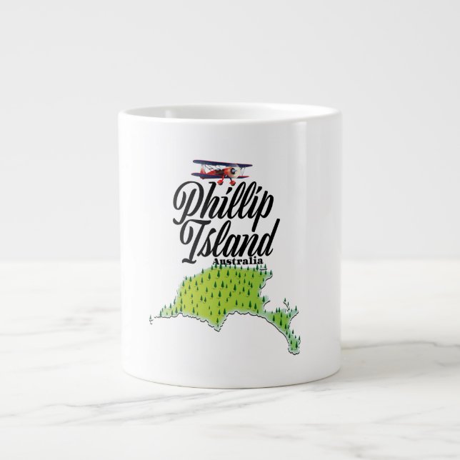Caneca De Café Grande Mapa da Ilha Phillip Austrália (Frente)