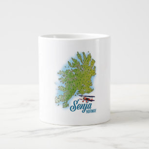 Caneca De Café Grande mapa da ilha Senja Noway
