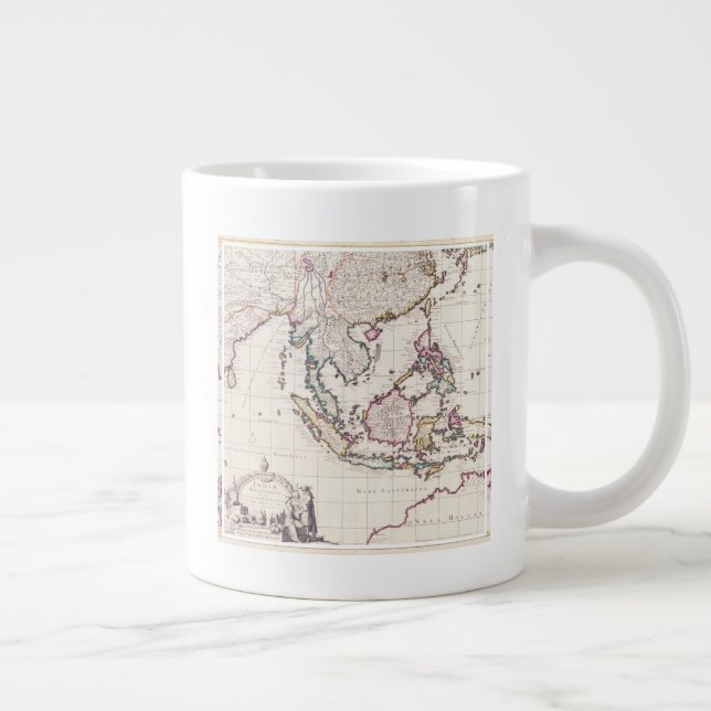Caneca De Café Grande Mapa da Índia e da Índia Oriental (Direita)