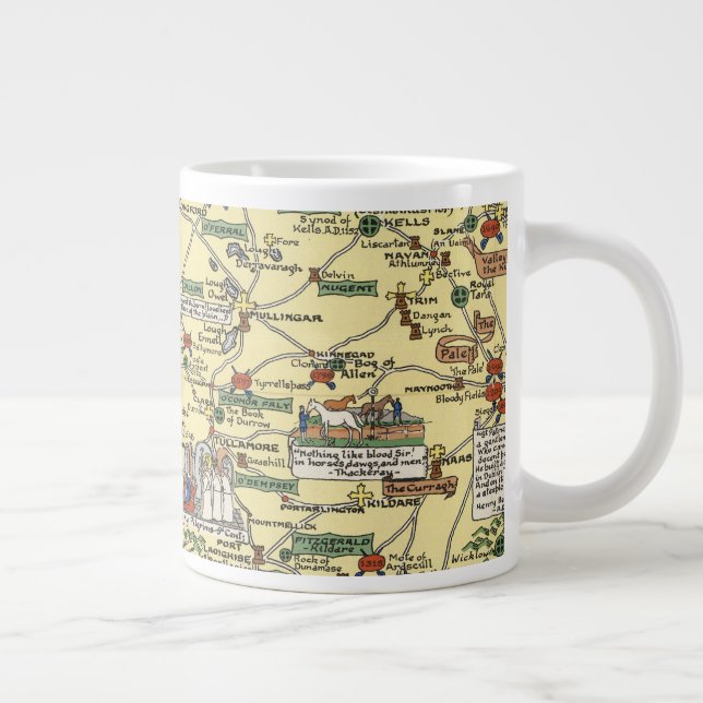 Caneca De Café Grande Mapa da Irlanda Histórica (Direita)