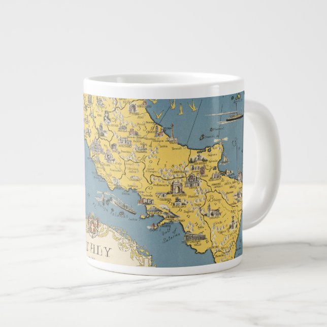 Caneca De Café Grande Mapa da Itália com Cidade do Vaticano (Frente Esquerda)